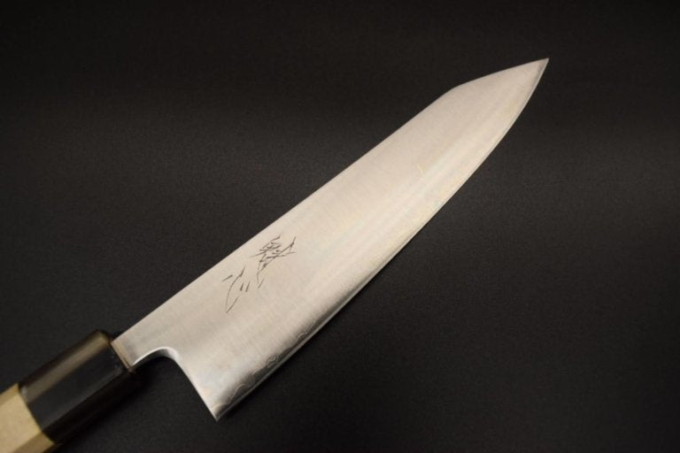 Kaishin Aogami Super Thin Kiristuke 240mm (Octagonal magnolia wood with buffalo horn - white color)