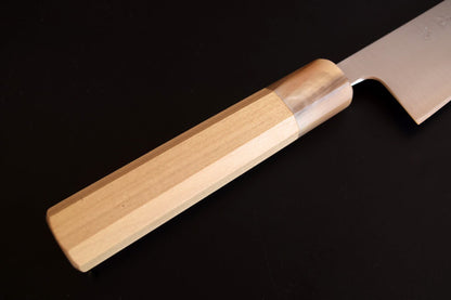 Kaishin Aogami Super Thin Kiristuke 240mm (Octagonal magnolia wood with buffalo horn - white color)