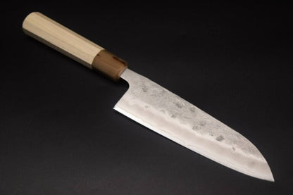 Kaishin Ginsan Nashiji Santoku 165mm (Octagonal Rosewood - Red)