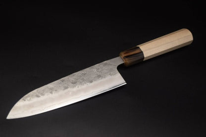 Kaishin Ginsan Nashiji Santoku 165mm (Octagonal Rosewood - Red)